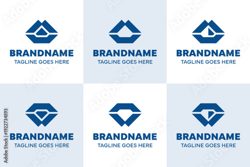 Letter W or M Diamond Logo Set, symbolizing value, strength, and timeless sophistication