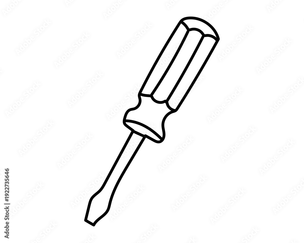 Fototapeta premium Hand-drawn vintage line art screwdriver. Editable stroke.