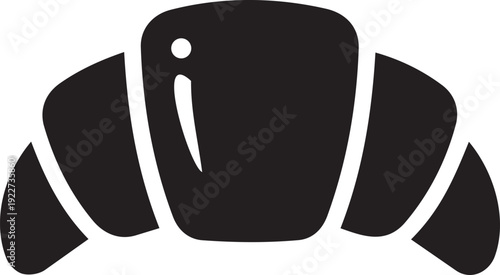 Bold black icon of a croissant, representing breakfast, pastries, and baked goods.