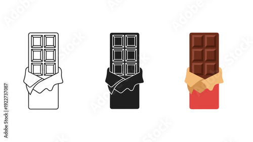 Three chocolate bars with different wrappers Vector