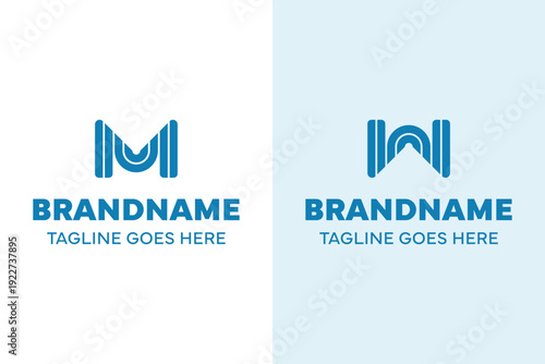 Letters MU or WN Monogram Modern Logo, symbolizing unity, structure, and refined identity