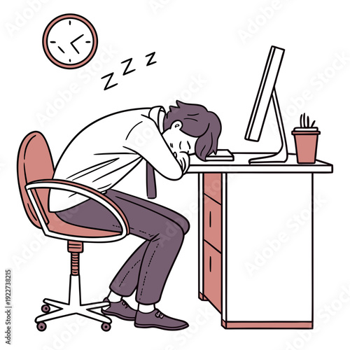 Man falling asleep at his desk during work hours