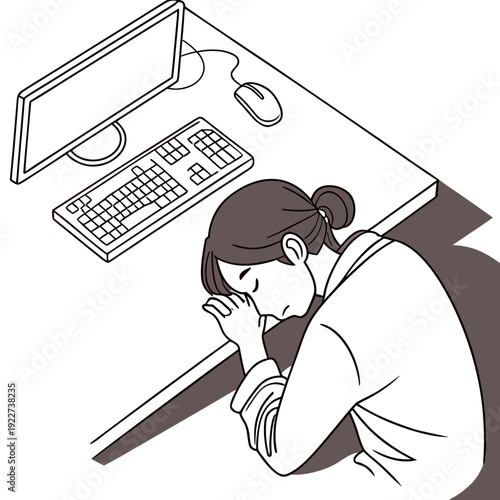 Woman feeling stressed while working on computer