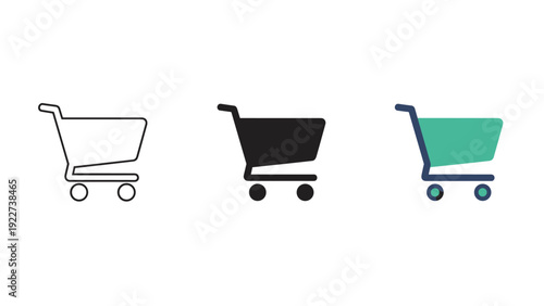 A black and white and green shopping cart icons Vector