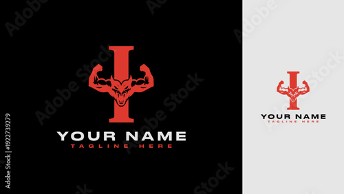 I Letter Muscle Demon Logo