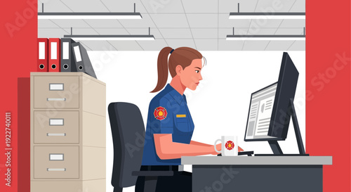 Female professional working diligently at her office desk.