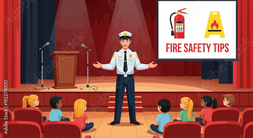 Fire Safety Tips Presentation to Children by Firefighter.