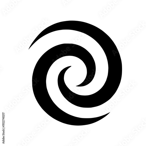 Abstract swirling vortex design with intricate black lines on white background