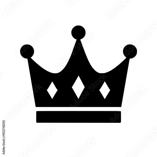 Classic black and white chess queen crown symbol on a plain background
