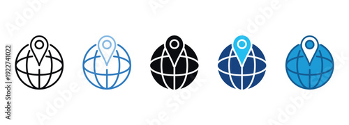 World Icon Set Multiple Style Of