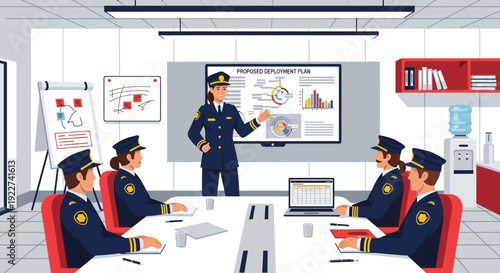 Police officers in uniform attending a professional training session.