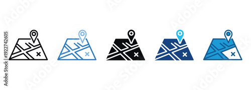 Street Map Icon Set Multiple Style Of