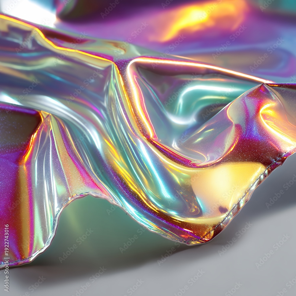 Obraz premium iridescent holographic foil with micro crinkles