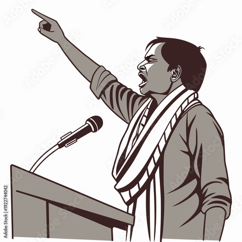 A woman giving a passionate speech at a podium