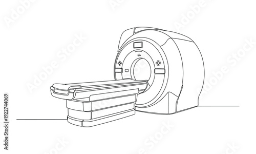 Magnetic resonance imaging machine vector illustration in continuous line art style