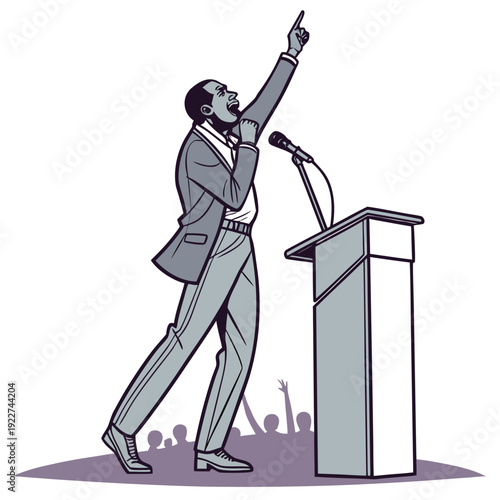 A man giving a speech at a podium with a microphone