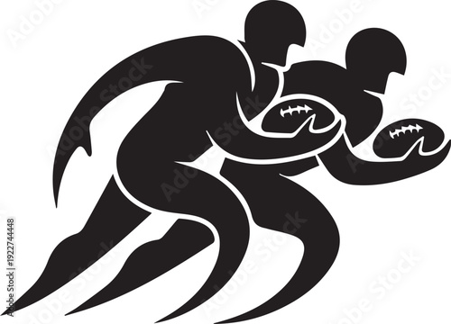 American football players tackling dynamic black silhouette sports action illustration vector