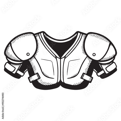 Black and white tactical vest illustration isolated on white background for security and military use