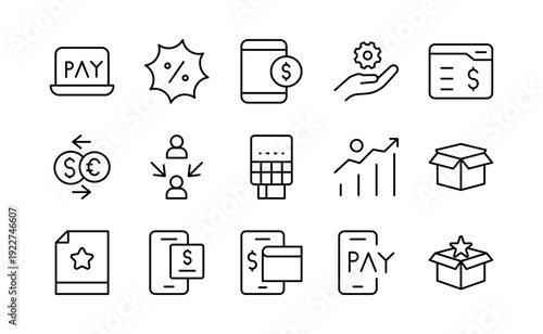 Billing and Subscription Services Line Icon Set. Billing, invoice, receipt, bill, payment, membership, subscription plan, digital payment, icons vector illustration. Editable pixel-perfect stroke icon