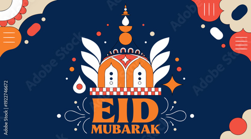 Eid Mubarak colorful luxury Islamic background with decorative ornament, eid Mubarak social media post design.  HD 8K wallpaper Photographic Image .vector icon