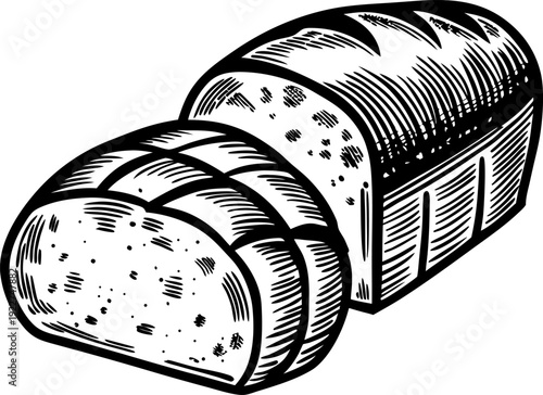 illustration of sliced bread loaf with texture fresh baked bread for bakery and food concept