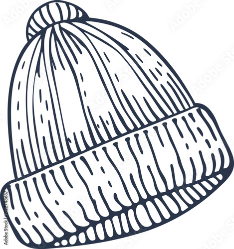 Winter knit beanie hat with pom pom, warm cozy wool cap for cold weather accessory