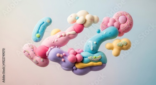 Colorful 3D Rendering of Abstract Shapes.