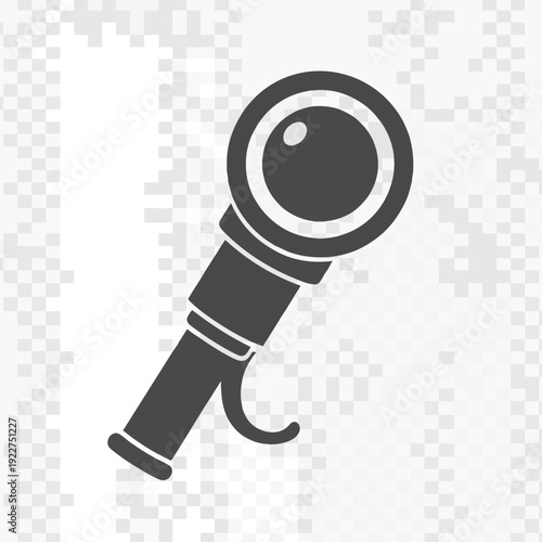 A simple, dark grey flat design icon depicting a monocular or spyglass