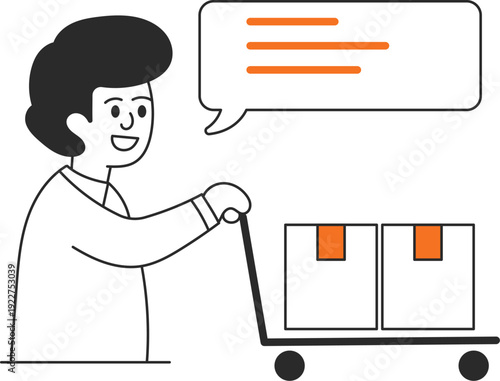 User Business Illustration Men Bring Package Talk Report