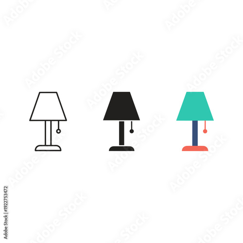 Three lamps with different colors and designs Vector