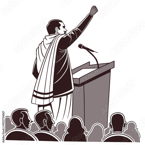 A man in traditional indian clothing giving a speech