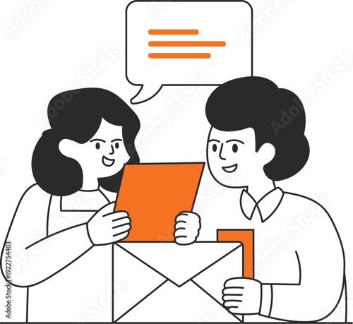 User Business Illustration Discussion Report Talk Woman Man People Mail