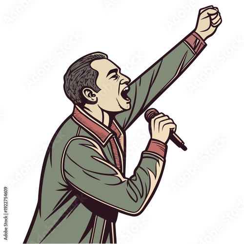 A man with a microphone in his hand