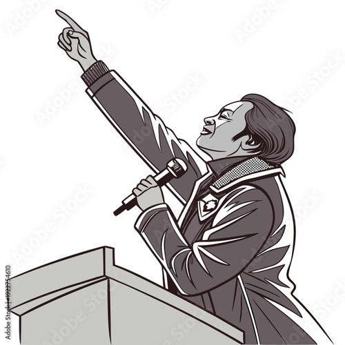 A man in a suit giving a speech at a podium