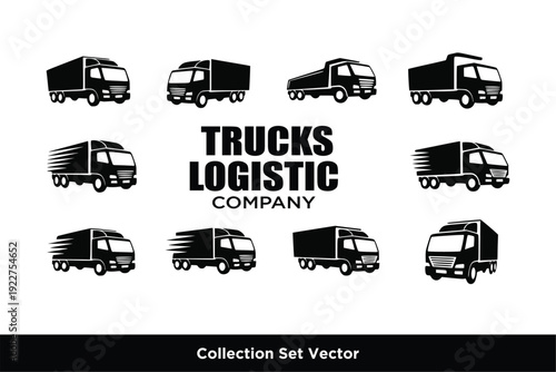 Trucks Logistics Company Logo Set and Transport Symbols