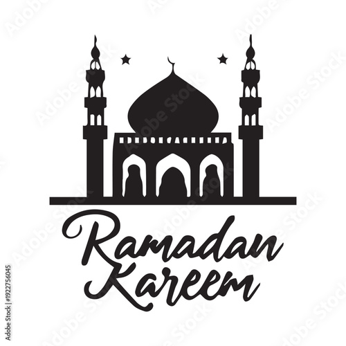 Ramadan Kareem background concept with silhouette of mosque Vector Art illustration