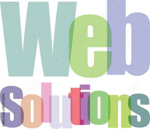 Colorful Web Solutions Text Logo Design