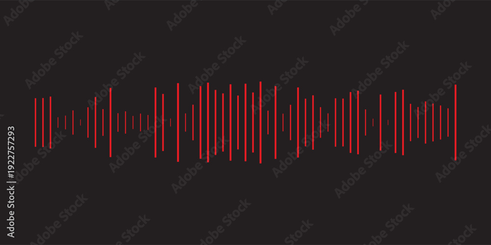 Fototapeta premium Sound wave vector background. Red digital equalizer