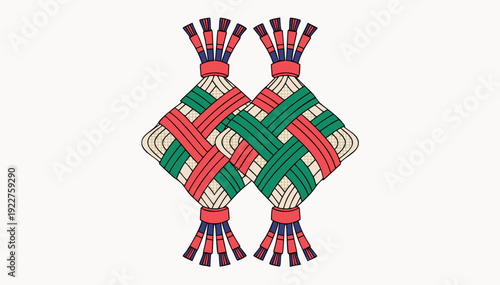 Ketupat over white. rice cake for idul fitri tradition .vector icon
