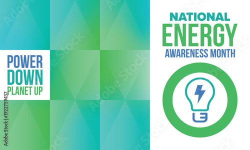 National Energy Awareness Month in October. Optimization and management of energy consumption. The introduction of advanced technology, encourage the use of renewable energy. Energy security. Vector