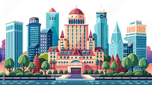 Very beautiful The Plaza Hotel in New York City stands elegantly beside Central Park, showcasing historic architecture, crystal chandeliers, and timeless luxury hospitality in Manhattan, New York, USA