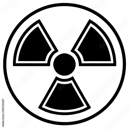 Layered Circular Radiation Warning Symbol - Professional Radioactive Hazard Icon for Science and Industry - Minimalist Nuclear Safety Graphic - Black and White Vector Illustration
