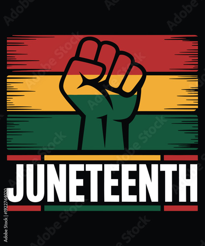 Juneteenth raised fist freedom celebration vector illustration flat design