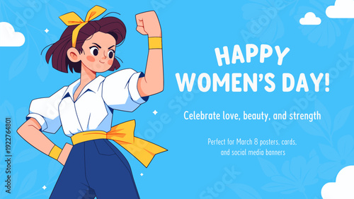 Strong Women, Feminine Empowerment, Girl Power Poster for 8 March