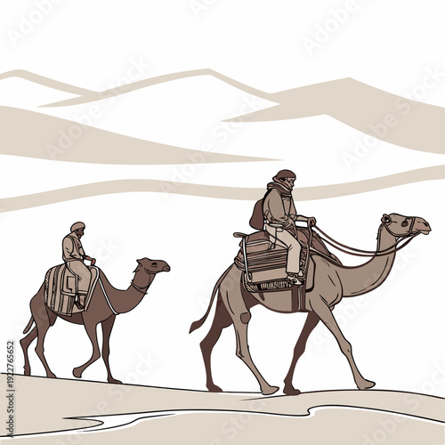 A man rides a camel through the desert with another camel following