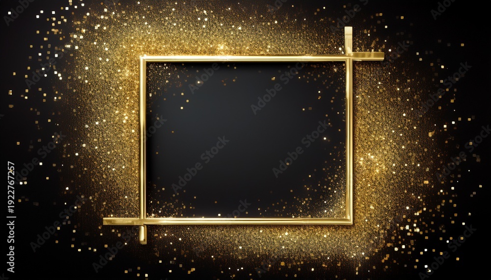 Obraz premium metallic gold glitter square frame
