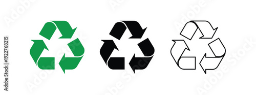 Recycle Icon, vector illustration of flat and line style recycle symbol, isolated on white background, suitable for environmental projects, typography design, sustainability, apps, websites, and digit