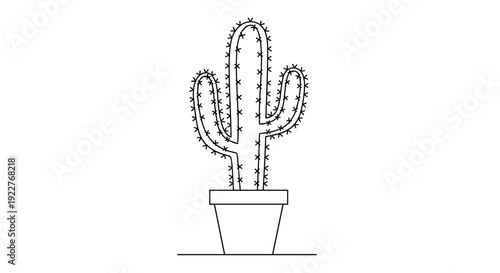 Cactus Plant in Pot Illustration.