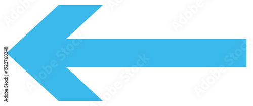 Blue Navigation Arrows, flat design vector illustrator. Isolated blue arrows on white background. Horizontal blue long arrow icon pointing to left and right side .  Directional arrow icon. 