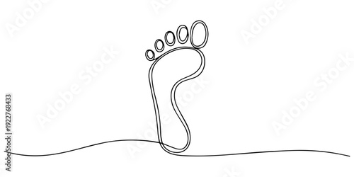 footprint line art drawing. human footprint one continuous line symbol png and vector illustration on transparent background, Continuous Line Drawing of Family Footprints
